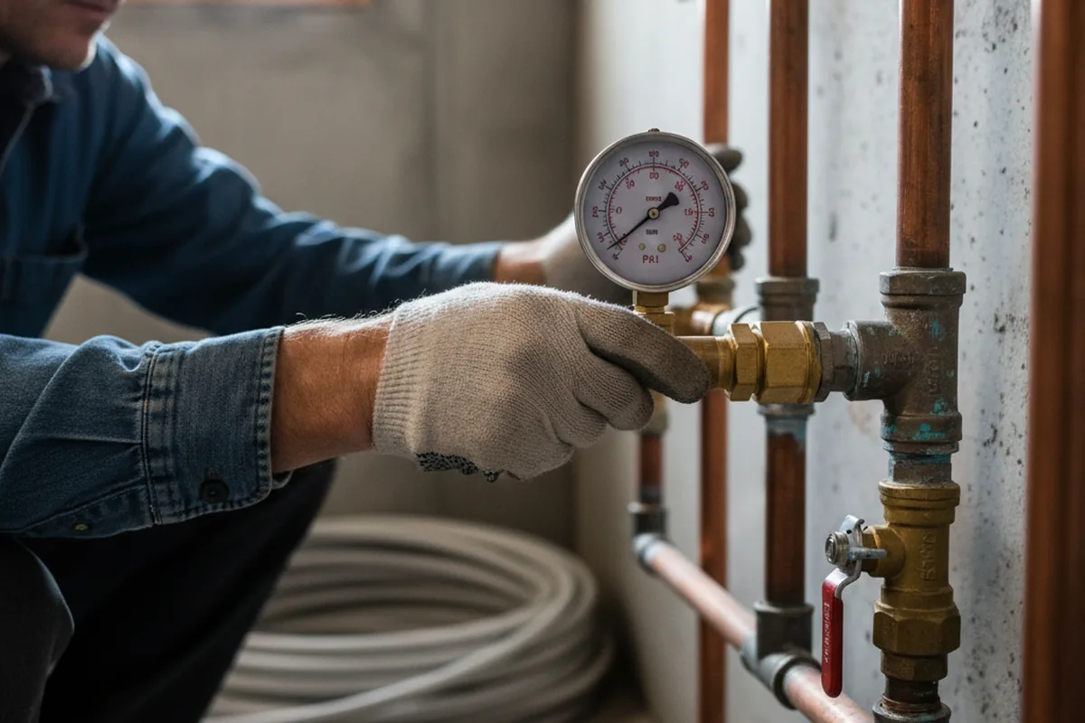 Pressure testing a repaired line during Water Line Repair in Mckeesport